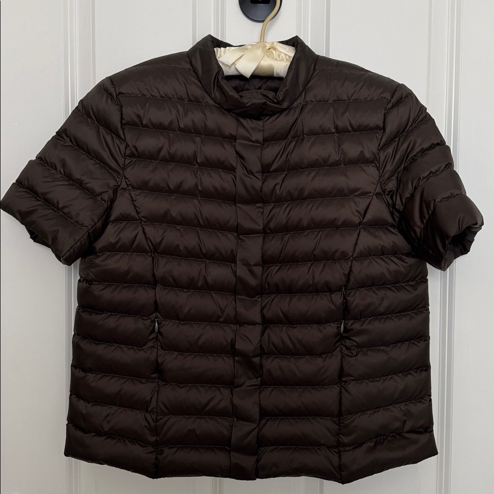 I.McLaughlin  Puffer Down Short Sleeve Jacket, Brown, Extra Small